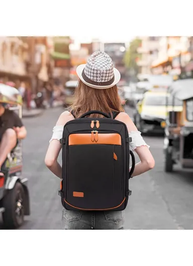 36-55L Laptop Backpack Business Travel Large Capacity Waterproof Nylon Casual Daypack with Storage Bags - Beige