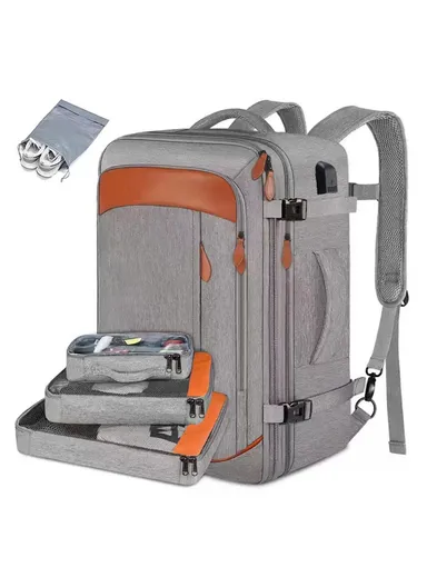 36-55L Laptop Backpack Business Travel Large Capacity Waterproof Nylon Casual Daypack with Storage Bags - Grey