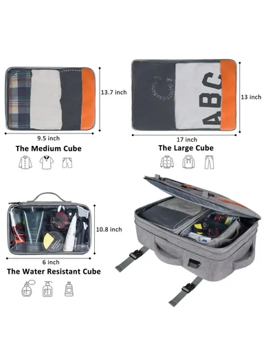 36-55L Laptop Backpack Business Travel Large Capacity Waterproof Nylon Casual Daypack with Storage Bags - Grey