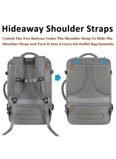 36-55L Laptop Backpack Business Travel Large Capacity Waterproof Nylon Casual Daypack with Storage Bags - Grey