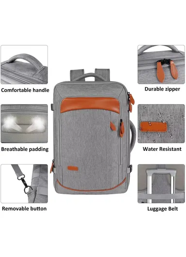 36-55L Laptop Backpack Business Travel Large Capacity Waterproof Nylon Casual Daypack with Storage Bags - Grey