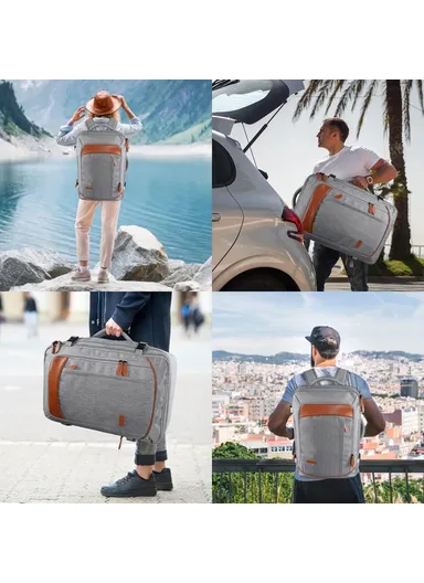 36-55L Laptop Backpack Business Travel Large Capacity Waterproof Nylon Casual Daypack with Storage Bags - Grey