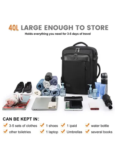 36-55L Laptop Backpack Business Travel Large Capacity Waterproof Nylon Casual Daypack with Storage Bags - Grey