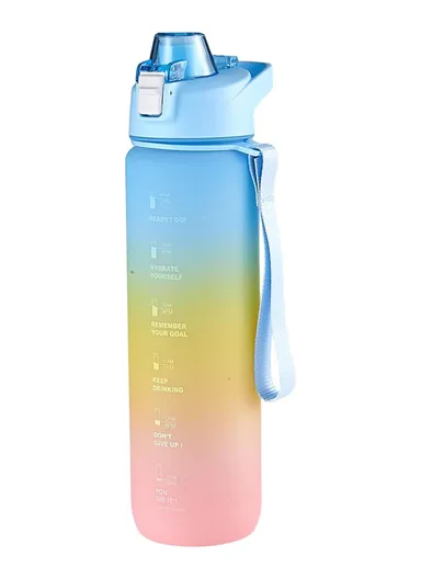 Summer Outdoor Sports PC Water Bottle 1000ml Large Capacity Portable Space Cup - Sky Blue
