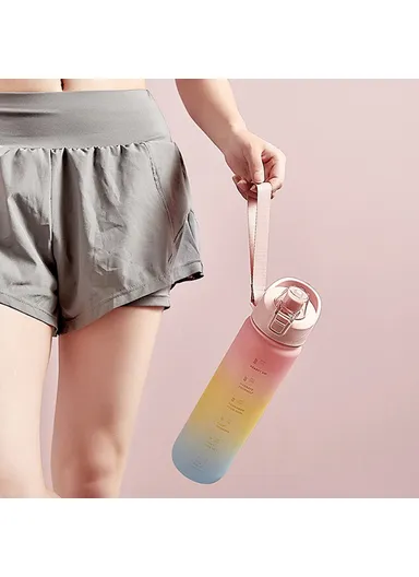 Summer Outdoor Sports PC Water Bottle 1000ml Large Capacity Portable Space Cup - Sky Blue