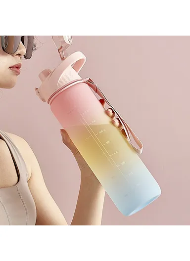 Summer Outdoor Sports PC Water Bottle 1000ml Large Capacity Portable Space Cup - Sky Blue