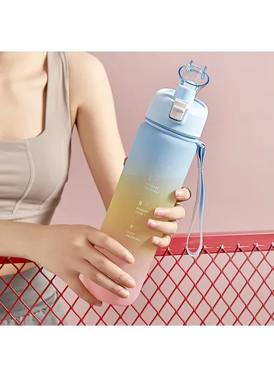 Summer Outdoor Sports PC Water Bottle 1000ml Large Capacity Portable Space Cup - Sky Blue