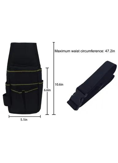 Tool Belt Pouch 600D Oxford Fabric with Waist Strap Multipurpose Repair Tool Organizer Bag (L25.5 x W12.5 x H3) cm