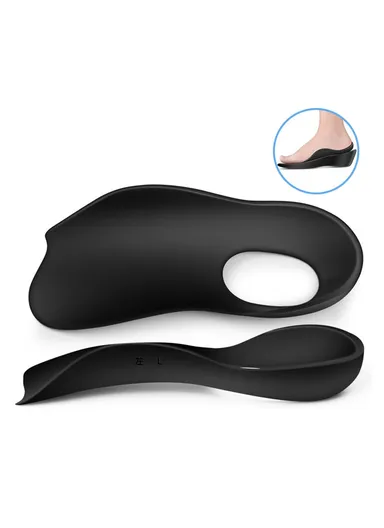 1 Pair TPR Flat Foot O-Shaped Legs Insole Arch Support Plantar Fasciitis Shoe Inserts - Black / Kid (28-34)