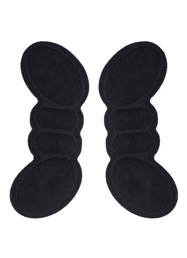1 Pair 6mm Butterfly Shape Women Insoles for Shoes Adhesive Heels Pads Liner Protector Sticker, Smooth Type - Black