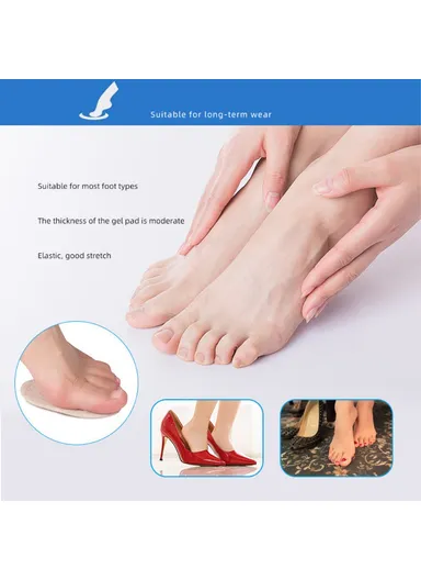 Breathable High Heels Forefoot Pads Anti-Slip Pain Relief Half Insoles Inserts - Transparent 