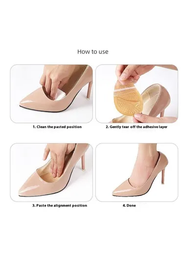 Breathable High Heels Forefoot Pads Anti-Slip Pain Relief Half Insoles Inserts - Transparent 