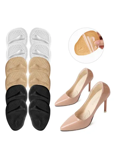 Breathable High Heels Forefoot Pads Anti-Slip Pain Relief Half Insoles Inserts - Black