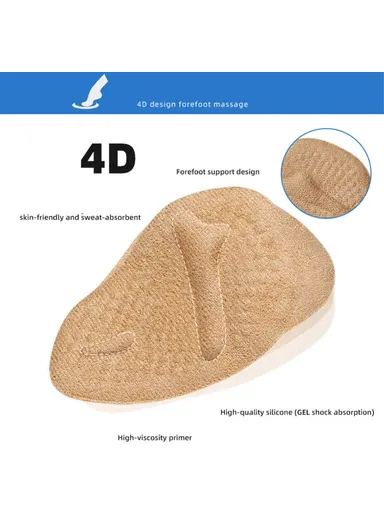 Breathable High Heels Forefoot Pads Anti-Slip Pain Relief Half Insoles Inserts - Black