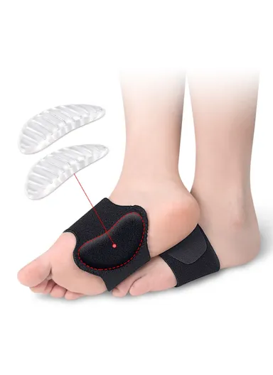 1 Pair Arch Support Insoles Orthopedic Foot Cushion Plantar Fasciitis Relief Adjustable Wrap - Skin Color