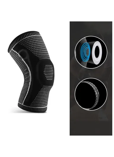 Knee Brace Knee Compression Sleeve Support for Men and Women Compression Breathable Knee Pads AB066 - Black/L