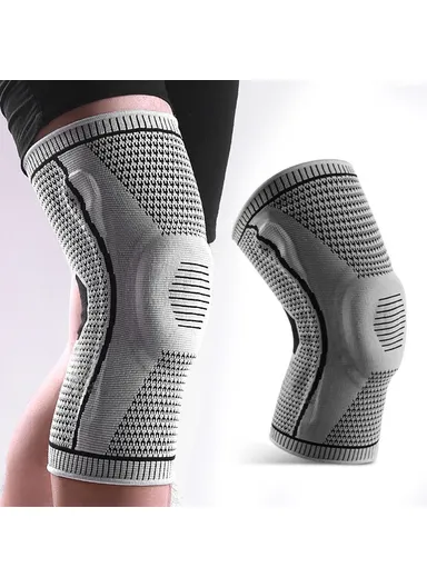 Knee Brace Knee Compression Sleeve Support for Men and Women Compression Breathable Knee Pads AB066 - Black/L