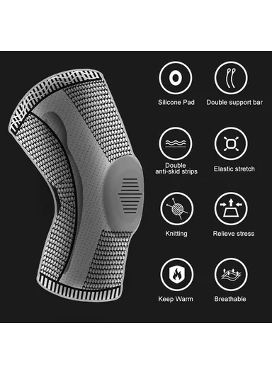 Knee Brace Knee Compression Sleeve Support for Men and Women Compression Breathable Knee Pads AB066 - Black/L