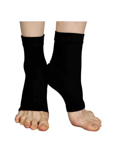 1 Pair Plantar Fasciitis Compression Socks Outdoor Sports Ankle Sleeve - Black / S