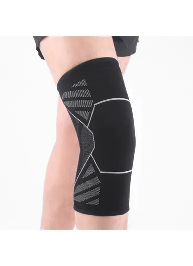 Knee Compression Sleeve, Non-slip Knee Support Brace, Breathable Protective Knee Pads for Joint Pain Relief AB031- Black &amp; White / XL