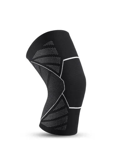 Knee Compression Sleeve, Non-slip Knee Support Brace, Breathable Protective Knee Pads for Joint Pain Relief AB031- Black &amp; White / L
