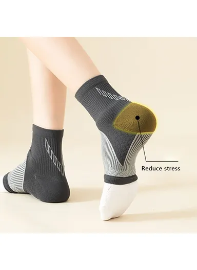 1 Pair Ankle Brace Compression Sleeve Nylon Plantar Fasciitis Pain Relief Foot Socks - Skin Color / L