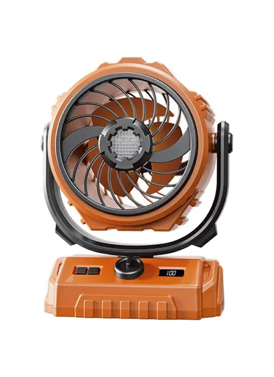 Outdoor Camping Fan 100 Speed 3 in 1 Hanging Fan with LED Light / Power Bank Function (CE Certificated) - Orange