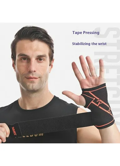 1Pc Breathable Wrist Support Brace for Badminton Fitness Extended Compression Wristband 8201 - Grey+White L