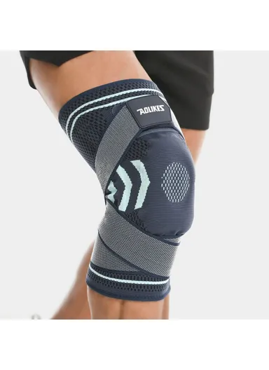 1Pc Basketball Knee Brace Silicone Padded Knee Support Running Knee Compression Sleeve 7731 - Black+Grey M
