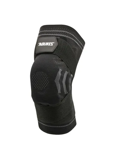 1Pc Basketball Knee Brace Silicone Padded Knee Support Running Knee Compression Sleeve 7731 - Black+Grey XL