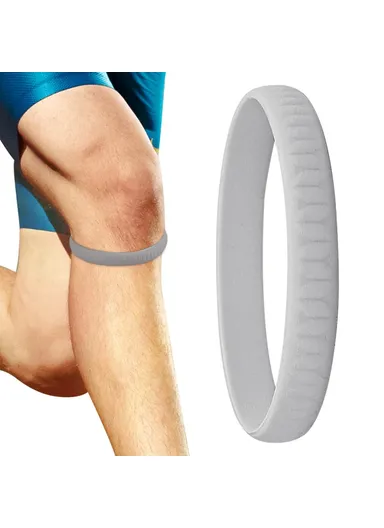 Pressurized Patella Strap Silicone Knee Support Pain Relief Band for Basketball Running Sports 032 - Grey