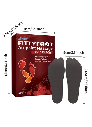 5 Pairs Acupoint Massage Foot Patch Relieve Venous Swelling Foot Care Pad XIA03-A005-5-RD1