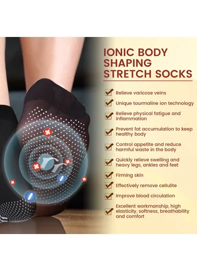 Ionic Body Shaping Stretch Socks Fatigue Relief Foot Care Socks SOA08-A087-1-BK1