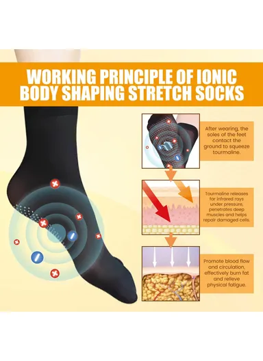 Ionic Body Shaping Stretch Socks Fatigue Relief Foot Care Socks SOA08-A087-1-BK1