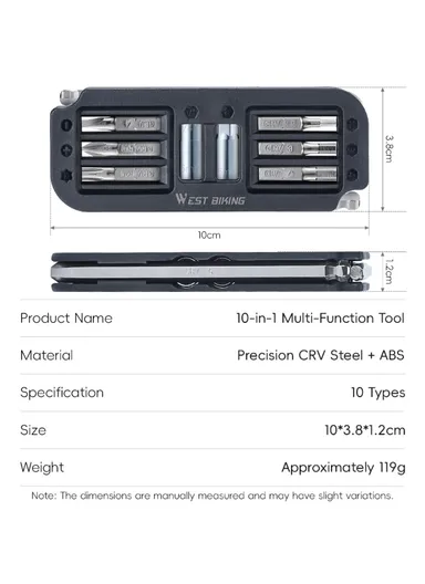 10 In 1 Portable Bicycle Repair Tool Multifunction Combination Wrench YP0719446 