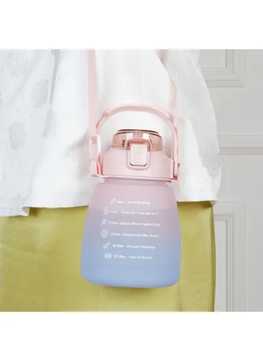 1300ML Large Water Bottle Drinking Cup with Straw (BPA-Free, NO FDA Certified) - Gradient Pink