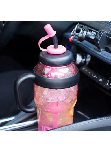 1200ml Water Bottles with Straw Tea Strainer PP &amp; Silicone Bottle for Gym Outdoor Activities (No FDA, BPA-Free) - Purple