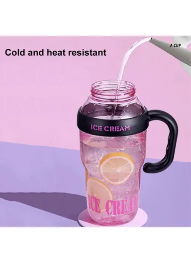 1200ml Water Bottles with Straw Tea Strainer PP &amp; Silicone Bottle for Gym Outdoor Activities (No FDA, BPA-Free) - Purple