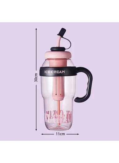 1200ml Water Bottles with Straw Tea Strainer PP &amp; Silicone Bottle for Gym Outdoor Activities (No FDA, BPA-Free) - Purple