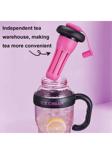 1200ml Water Bottles with Straw Tea Strainer PP &amp; Silicone Bottle for Gym Outdoor Activities (No FDA, BPA-Free) - Black &amp; Red