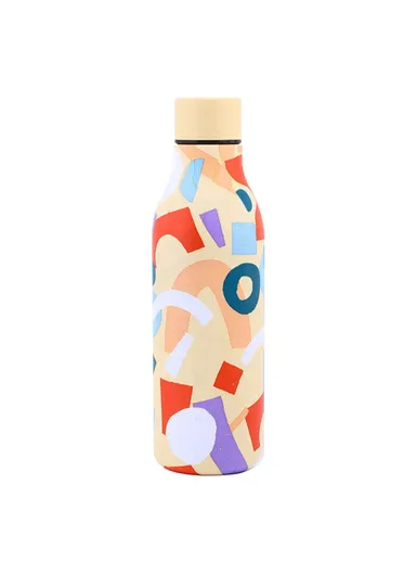 550ml Geometric Pattern 304 Stainless Steel Vacuum Insulated Water Bottle (D7.3 x H24)cm - Yellow