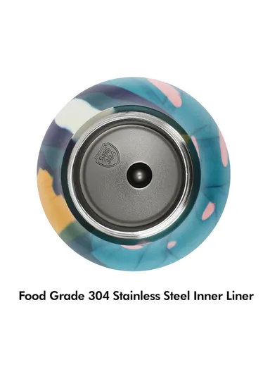 550ml Geometric Pattern 304 Stainless Steel Vacuum Insulated Water Bottle (D7.3 x H24)cm - Yellow