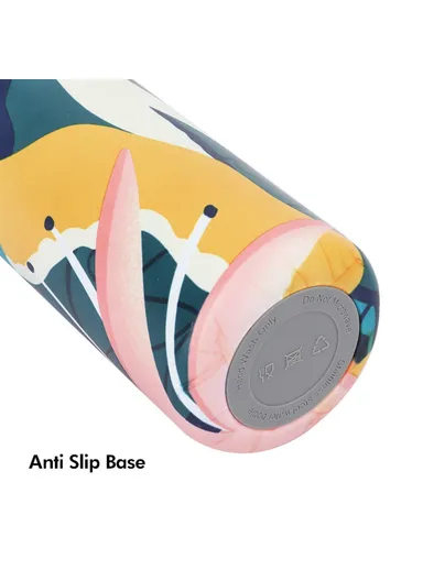 550ml Geometric Pattern 304 Stainless Steel Vacuum Insulated Water Bottle (D7.3 x H24)cm - Yellow