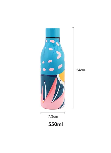 550ml Geometric Pattern 304 Stainless Steel Vacuum Insulated Water Bottle (D7.3 x H24)cm - Yellow