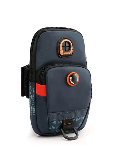 Nylon Phone Carrying Bag Outdoors Sports Armband Pouch Arm Bag for Cell Phone, Coin, Cash 5137 - Dark Blue
