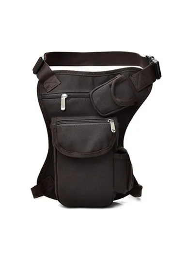 Outdoor Hiking Canvas Fanny Pack Tactical Drop Leg Bag Running Waist Belt Hip Bag - Coffee