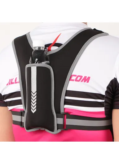 Reflective Vest Bag Fitness Water Bottle Mini Backpack Outdoor Sports Cell Phone Chest Bag for Running, Hiking - Black / Luminous