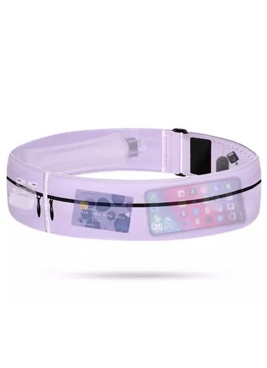 Sport Running Waist Bag Portable Outdoor Phone Holder Belt Bag (without Water Bottle), Size L - Light Purple