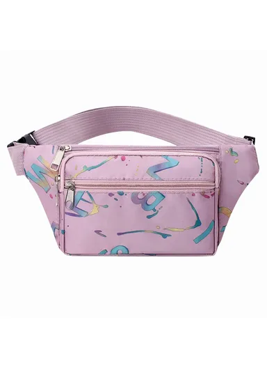 Women Waist Pack Phone Holder Crossbody Bag Oxford Cloth Versatile Fashion Fanny Pack - Light Purple