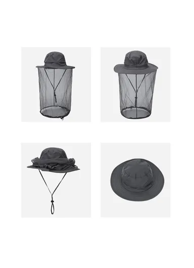 Lightweight Quick-drying Anti-mosquito Mask Hat with Head Net Mesh Face Protection Outdoor Fishing Sun Hat Cap - Beige